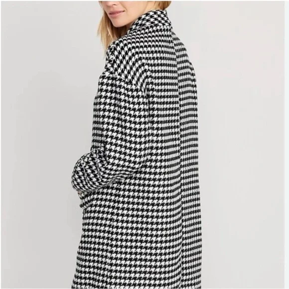 Old Navy Houndstooth Long Coat - Black/White - Picture 3 of 3